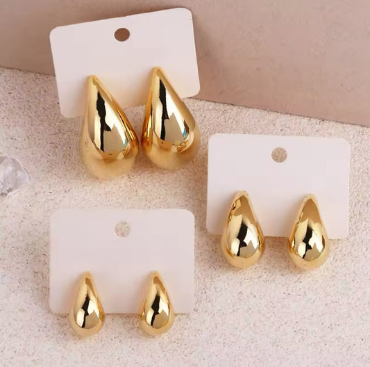 2024 New Trendy Plate Gold Color Chunky Waterdrop Dupes Drop Earrings for Women Personality Glossy Teardrop Earring Jewelry Gift